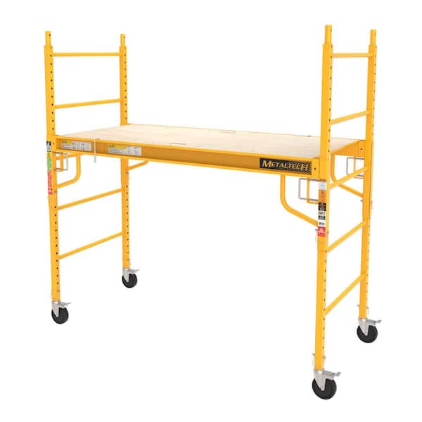 MetalTech Jobsite 6 ft. Baker Style Rolling Scaffold Platform, 1100 lbs. Load Capacity, Steel, 6 ft. W x 6.25 ft. H x 2.5 ft. D