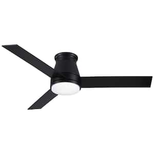 Topsky 48 in. Indoor Matte Black Low Profile Ceiling Fans with Integrated LED, Reversible DC Motor and Remote Control