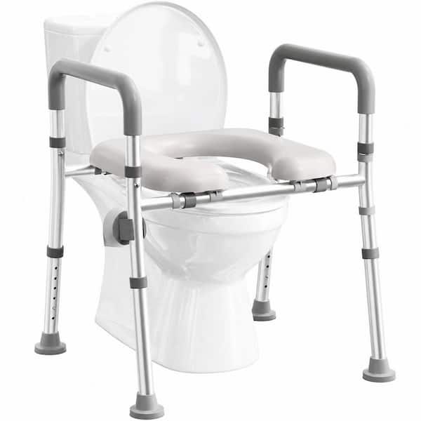 Gray Raised Toilet Seat Riser with Adjustable Height and Width Handles, Supports up to 400 lbs., Fits Most Toilets
