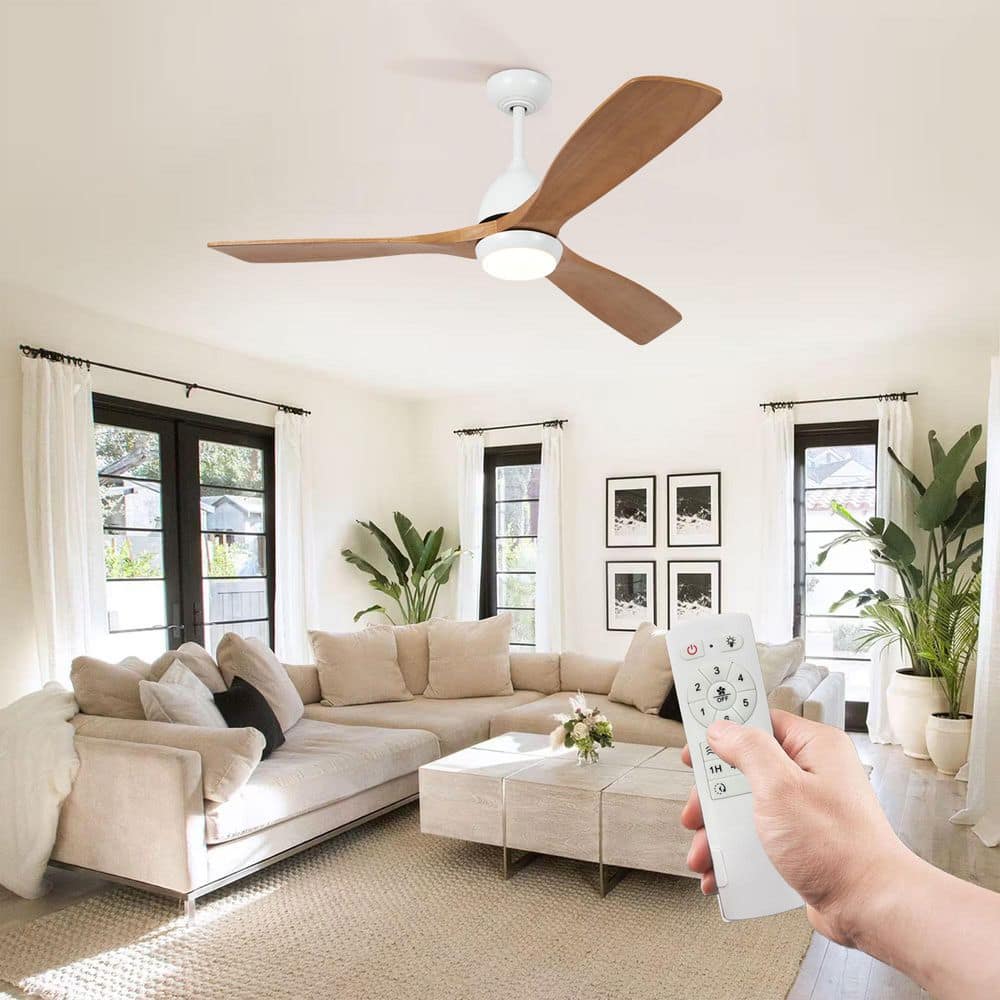 Jushua 52 in. Indoor White Downrod Mount Ceiling Fan with