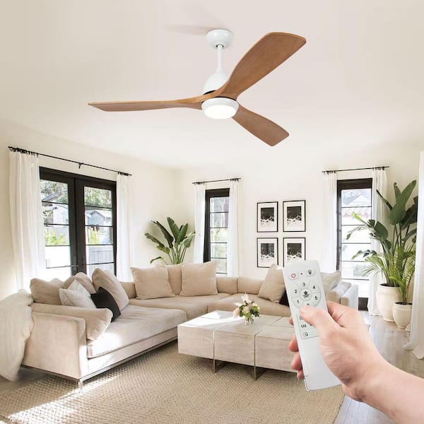 52 in. Indoor White Ceiling Fan with Light Remote ControlQuiet DC Motor 3-Blade Ceiling Fans 6-Speed Levels