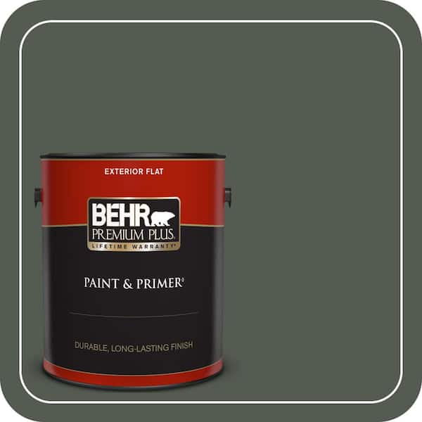 BEHR PREMIUM PLUS 1 gal. #N410-7 North Woods Flat Exterior Paint & Primer