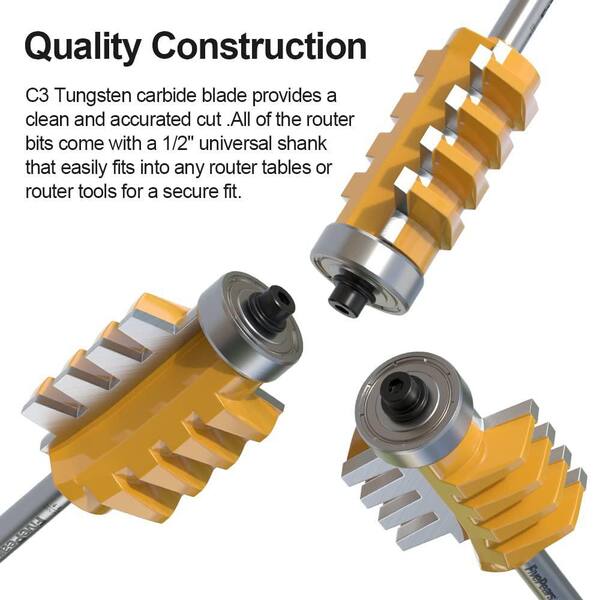 thumbnail image 2 of 1/2 Inch Shank Reversible Finger Glue Joint Router Bit – Woodworking Tenon Cutter 2 of 3