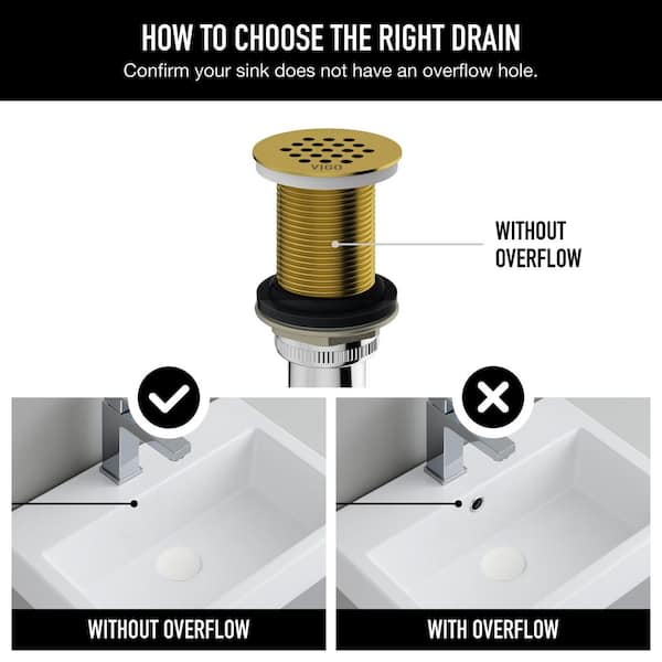 VIGO Vessel Bathroom Sink Drain in Matte Brushed Gold VG07001MG