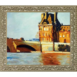 Les Pont Royal, 1909 by Edward Hopper Rococo Silver Framed Architecture Oil Painting Art Print 25.5 in. x 29.5 in.