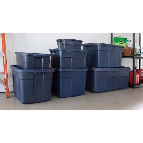 Rubbermaid 10 Gallon Stackable Storage Container, Dark Indigo Metallic (6 Pack)