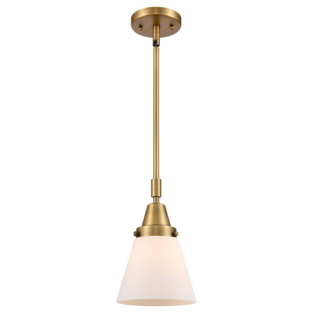 Cone 100-Watt 1-Light Brushed Brass Standard Mini Pendant Light with Painted Glass Shade, No Bulbs Included price history on PriceWatchPro