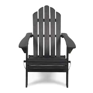 Hollywood Dark Gray Folding Wood Outdoor Patio Adirondack Chair