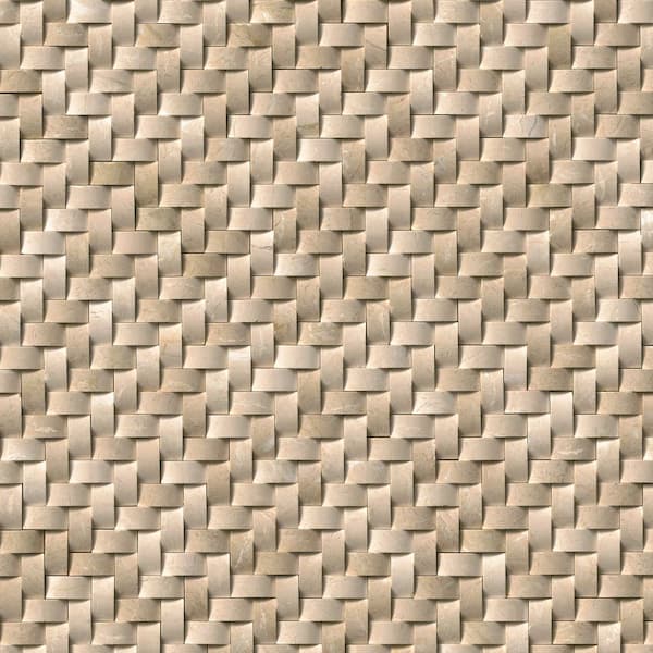 MSI - Take Home Tile Sample - Crema Herringbone 4 in. x 4 in. x 10 mm Polished Marble Mesh-Mounted Mosaic (0.25 sq. ft.)