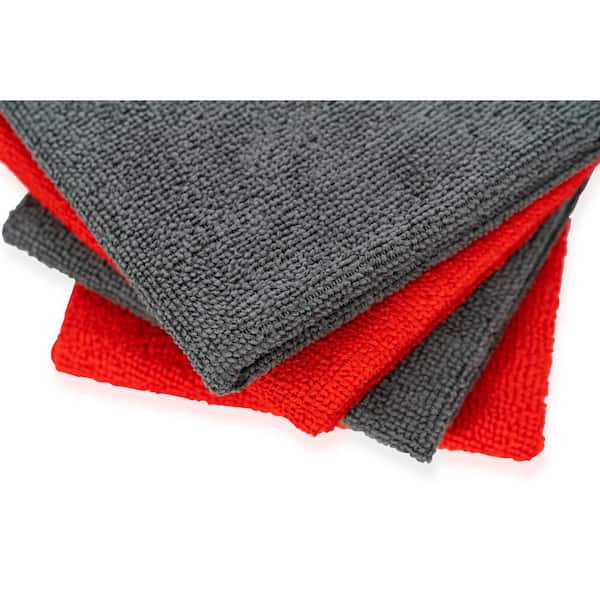 The Clean Store Edgeless Technology Microfiber Towels, 2 Free Dispenser Boxes, 12 in. x 12 in., Red/Gray (100-Pack)
