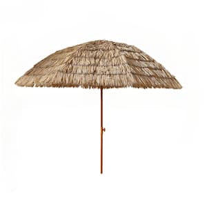 Portable 85 ft. Steel Outdoor Patio Beach Umbrella Straw umbrella in Brown Thatch Tiki Umbrella Tropical