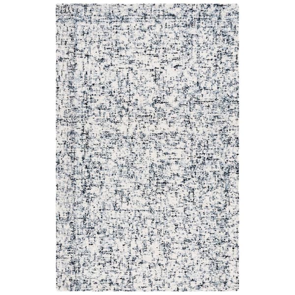 SAFAVIEH Abstract Black/Ivory Doormat 3 ft. x 5 ft. Contemporary Marble Area Rug
