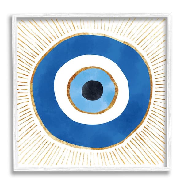 The Stupell Home Decor Collection Evil Eye Symbol Striped Rays Design By Ziwei Li Framed Culture Art Print 17 in. x 17 in.