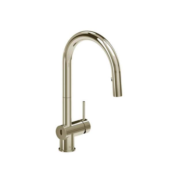 RIOBEL Azure Single Handle Pull Down Sprayer Kitchen Faucet in Polished Nickel