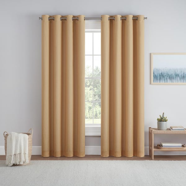 Eclipse Dutchess Flaxen Polyester Solid 50 in. W x 63 in. L Grommet 100% Blackout Curtain (Single Panel)
