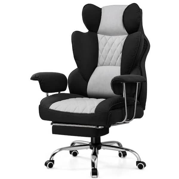 ComHoma Gaming Chair Fabric Computer Chair with Foot Rest and Pocket Spring Cushion Ergonomic Computer Desk Chair, Black