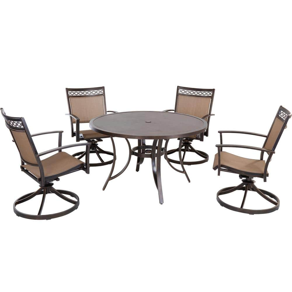 Mondawe Zin Dark Gold 5-Piece Cast Aluminum Outdoor Dining Set with ...