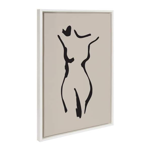 Kate and Laurel Sylvie Minimalist Neutral Line Art Drawing Body by the Creative Bunch Studio Framed Art Print 23 in. x 33 in.