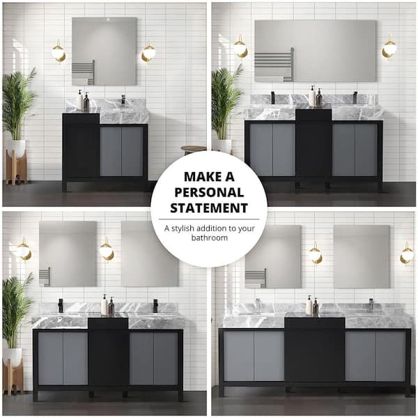 Lexora Zilara 55 in x 22 in D Black and Grey Double Bath Vanity