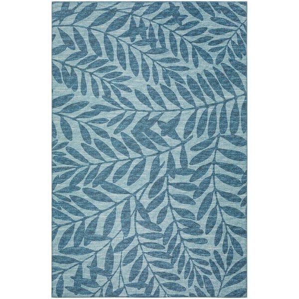 Yuma Blue 9 ft. x 12 ft. Geometric Indoor/Outdoor Washable Area Rug