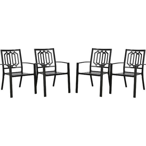 TIRAMISUBEST Steel Outdoor Dining Chair Set of 4