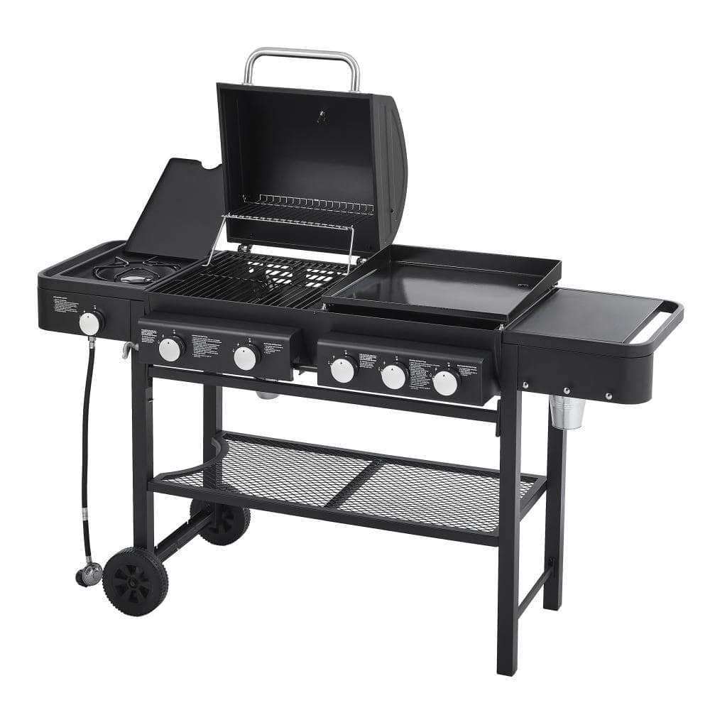 65 in. All-in-One Propane Gas Grill with Griddle 56000 BTU 6 Burner Outdoor Cooking BBQ Station for Backyard Patio