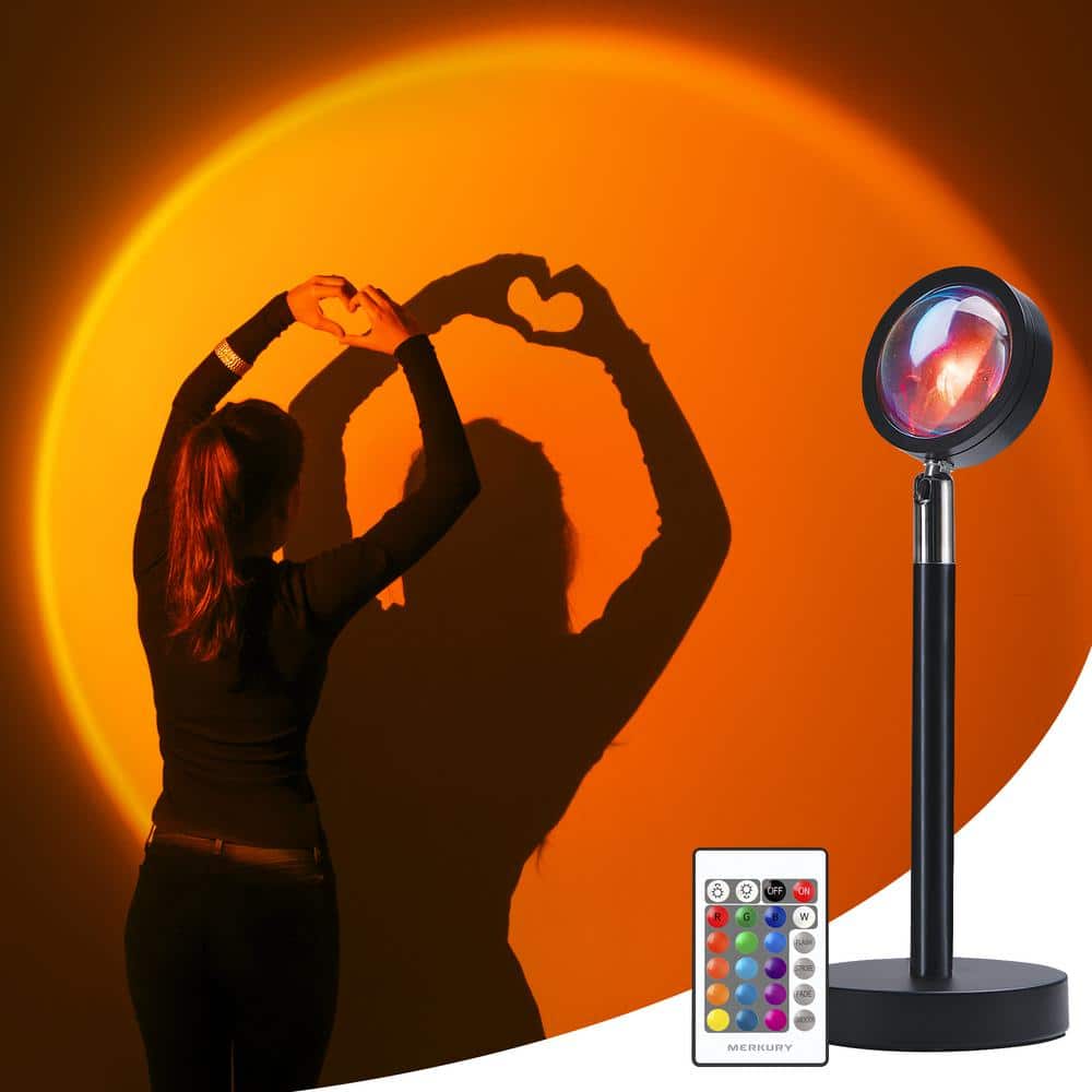 Merkury Innovations Sunset Lamp Multi-Color RGB with Remote, 16 LED Colors,  Power Adapter MI-LMB94-999W - The Home Depot