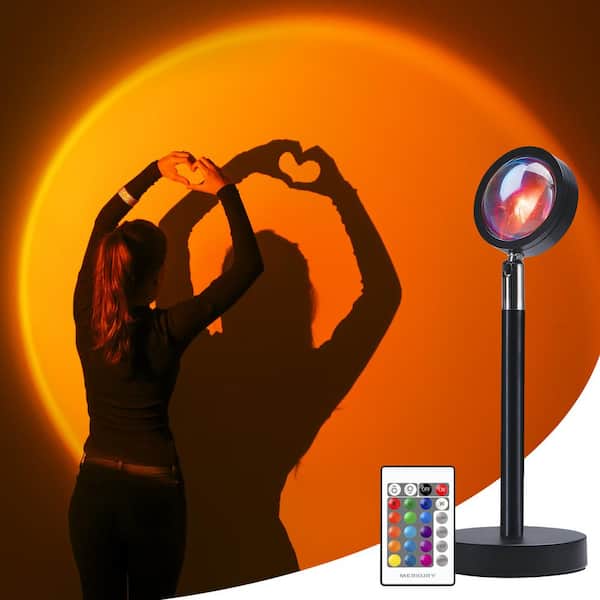 Merkury Innovations Sunset Lamp Multi-Color RGB with Remote, 16 LED Colors, Power Adapter