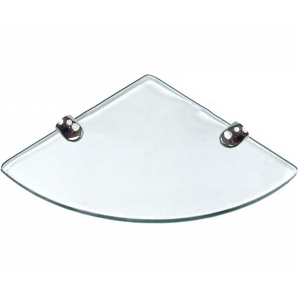 Infinity 9 in. x 9 in. x 0.24 in. Clear Glass Floating Corner Decorative Wall Shelf