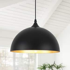 60-Watt 1-Light Black Shaded Pendant Light with Dome Shade and Dimmer Switch, No Bulbs Included