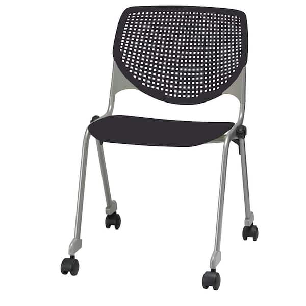 Unbranded KOOL Black Polypropylene Seat Guest Chair with Casters