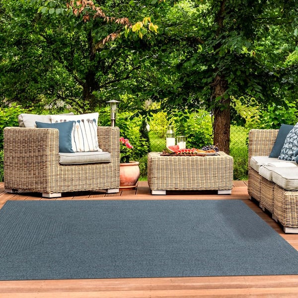 Braided Lagoon Breeze 8 ft. x 10 ft. Solid Indoor/Outdoor Area Rug
