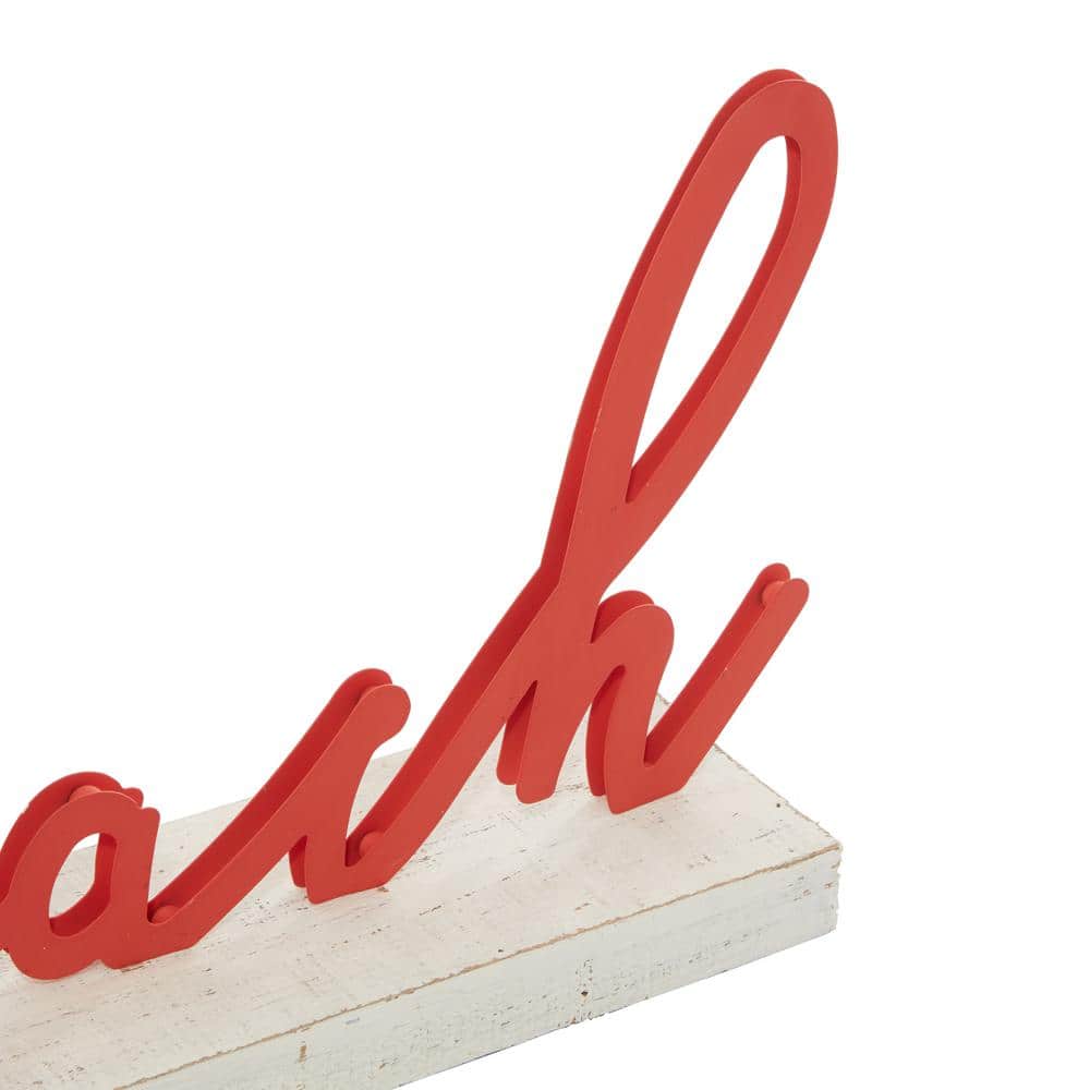 Red and White Wood Coastal Beach Sign Decor
