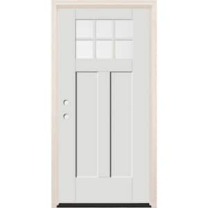 36 in. x 80 in. Right-Hand 6-Lite Clear Glass Alpine Painted Fiberglass Prehung Front Door with 6-9/16 in. Frame