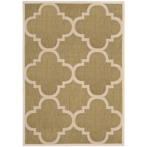 Courtyard Green/Beige 5 ft. x 8 ft. Geometric Indoor/Outdoor Patio  Area Rug