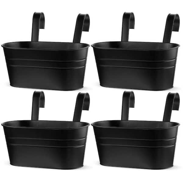 4 Pcs Metal Hanging Flower Pots, Hanging Planters for Outdoor Window Balcony  Plants Holder with Hooks Black MKHB27YFQ-4BK - The Home Depot