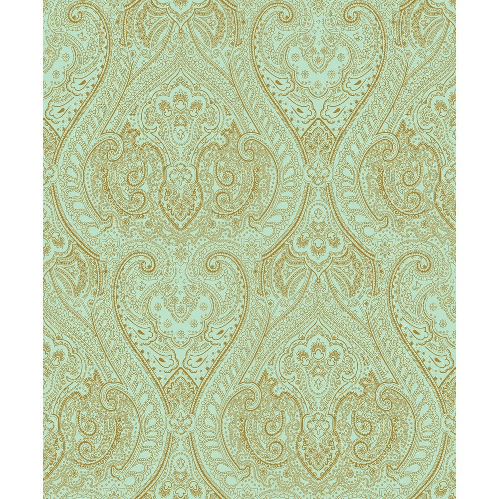 Zen Collection Green/Gold Lace Damask Metallic Sheen Finish Non-Pasted Non-
