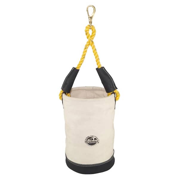 Graintex 10 in. 1-Pocket Canvas Utility Tool Bucket with Leather Bottom in White