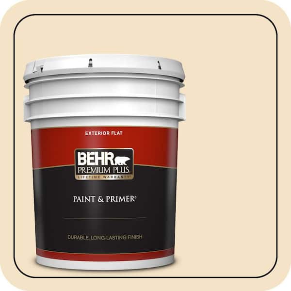 BEHR PREMIUM PLUS 5 gal. #PPU6-10 Cream Puff Flat Exterior Paint & Primer