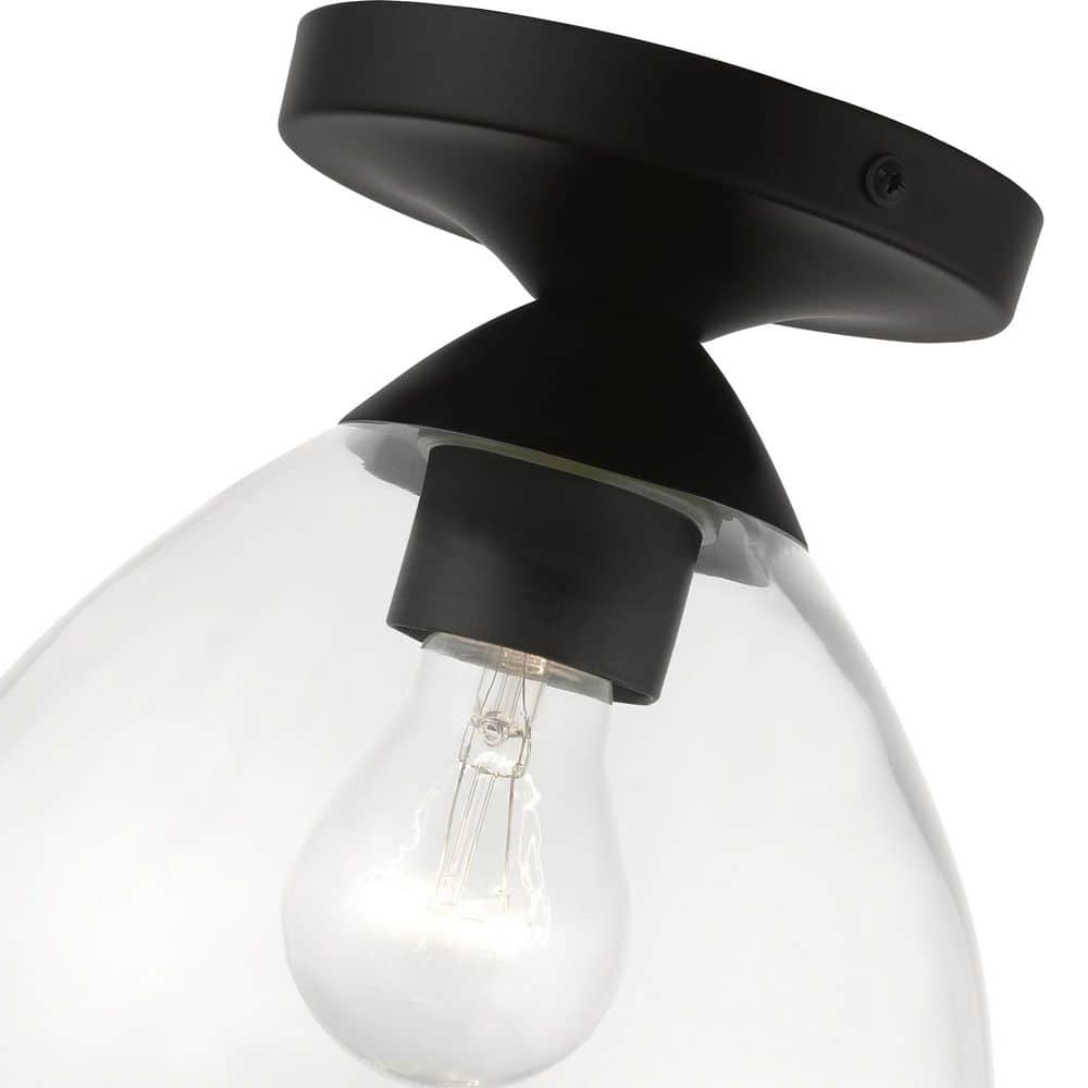 Catania Black and Clear Glass Semi-Flush Mount Light