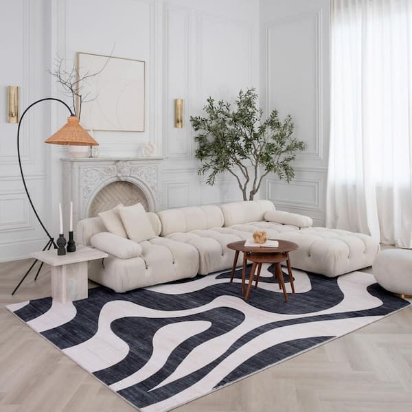 4 ft. x 6 ft. Black and White Zebra Print Area Rug