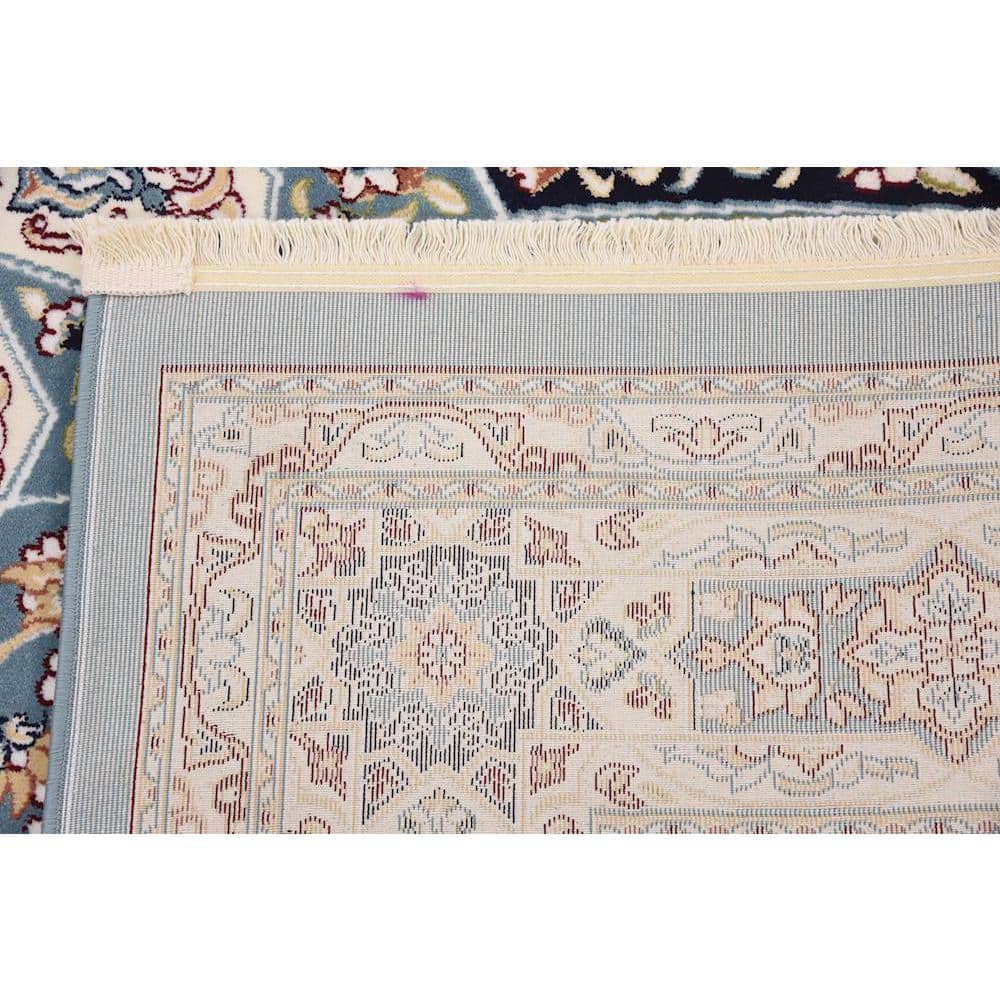Blue Floral 8' x 10' Stain-Resistant Easy Care Rug