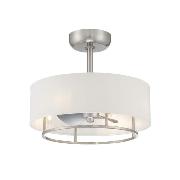ARRANMORE LIGHTING & FANS Kaiti 20 Inch Indoor/Outdoor Brushed Nickel Drum Shade Ceiling Fan with Dimmable LED Lights and Remote Control
