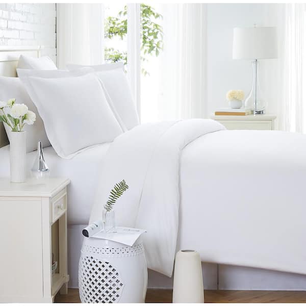 Southshore Fine Linens 300 TC 3-Piece White Full/Queen 100% Cotton Sateen Duvet Cover Set