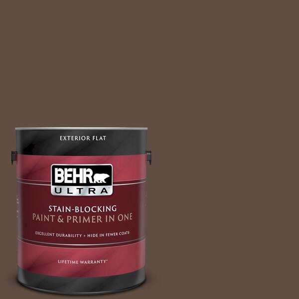 BEHR ULTRA 1 gal. #UL170-1 Pine Cone Flat Exterior Paint and Primer in One