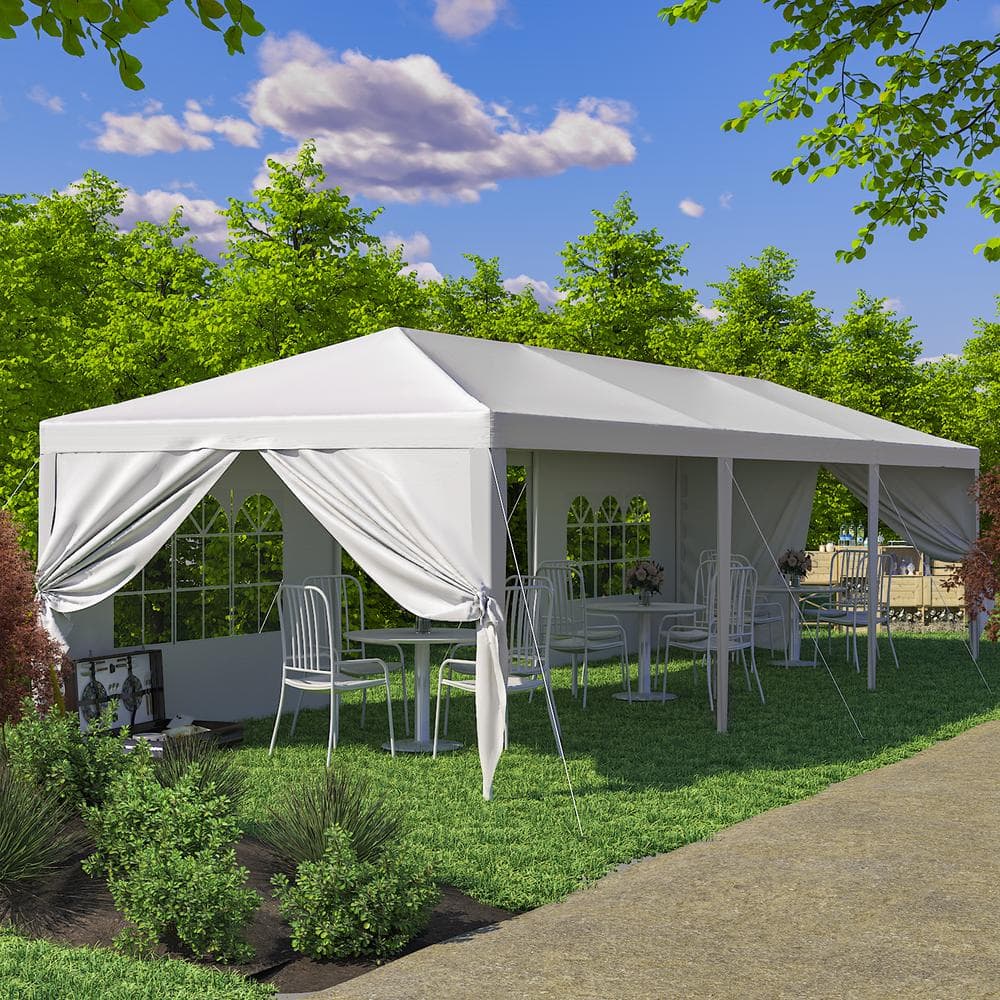 10x30FT White Outdoor Canopy Tent with Removable Sidewalls
