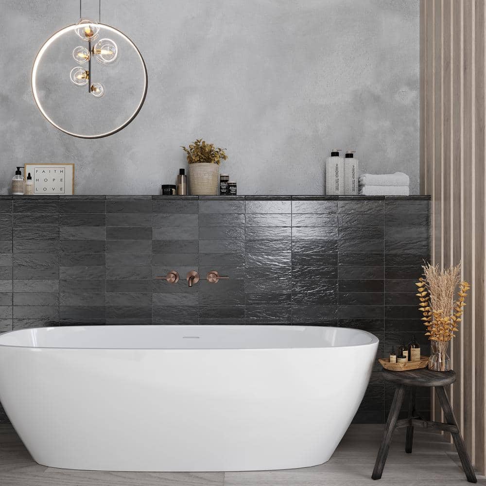 Black 2.5" x 8" Glossy Ceramic Subway Tile
