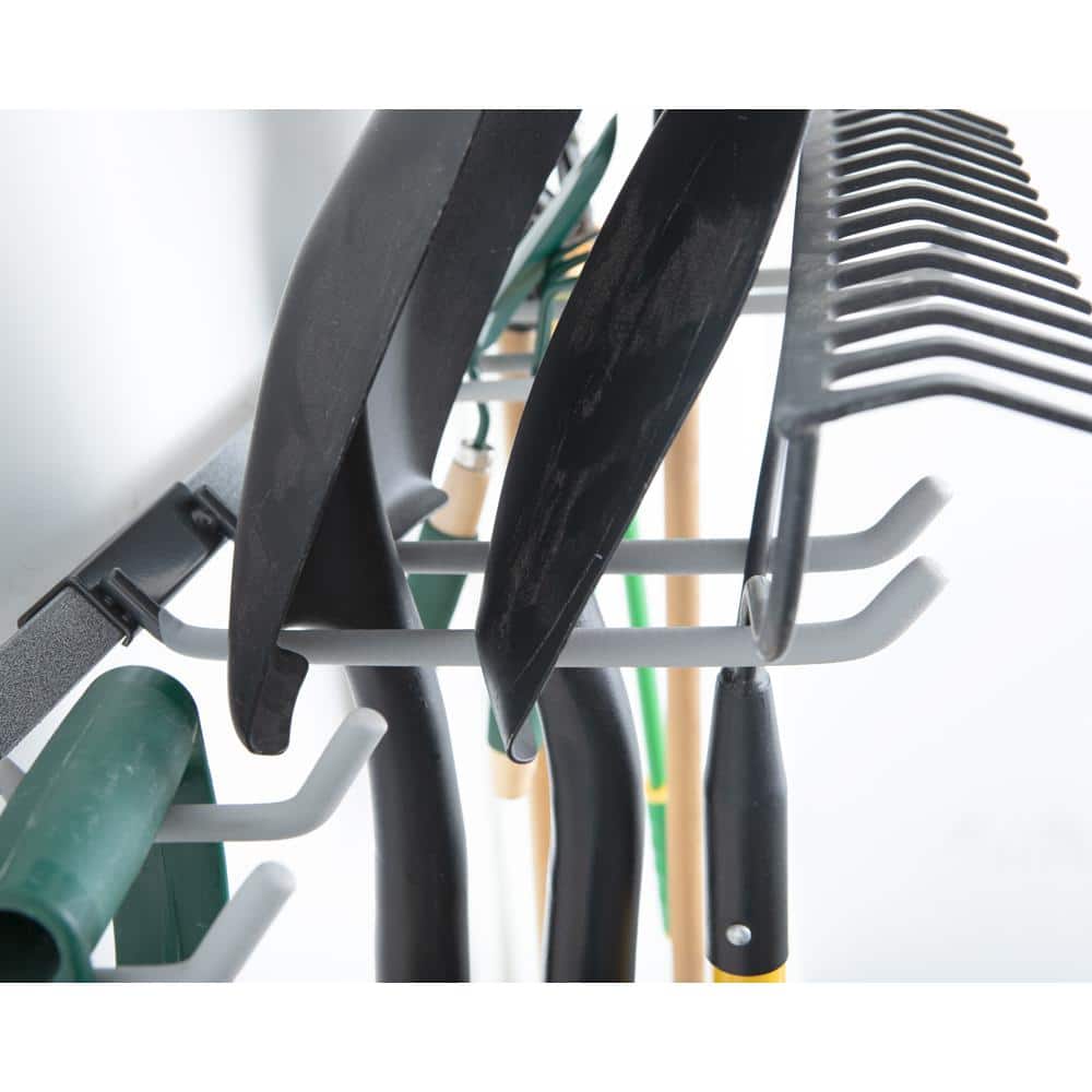 Large Gray Powder-Coated Steel Yard Tool Rack