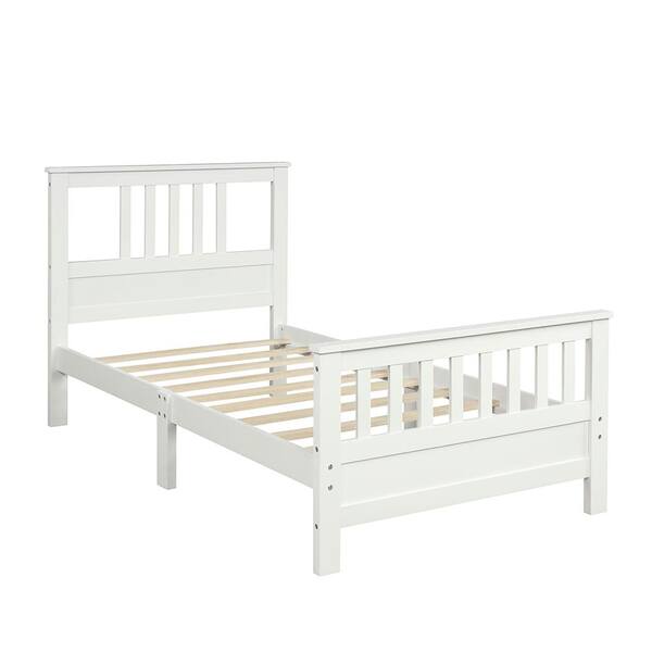 Bellemave White Twin Bed Frame Platform, Bed Frame With Headboard No Box Spring Needed