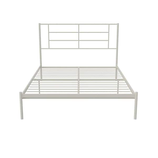 Akari Metal Bed, 46 in. H x 56 in. W. x 77 in. D, White, Full Platform bed